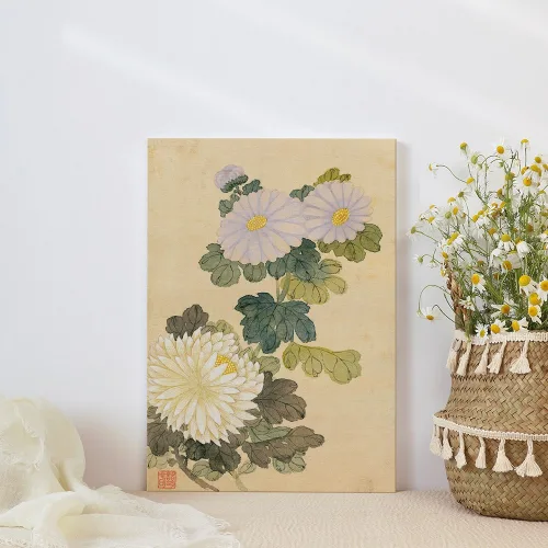 난초 대나무 국화 매화 꽃 그림 매란국죽 사군자 동양화 수묵화 캔버스 액자, 31 신명연-국화