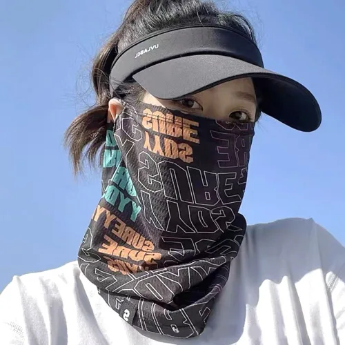 TALLN 1+4 아이스핏 자외선차단 쿨 넥워머 마스크 머플러 바라클라바, 블랙, 5개