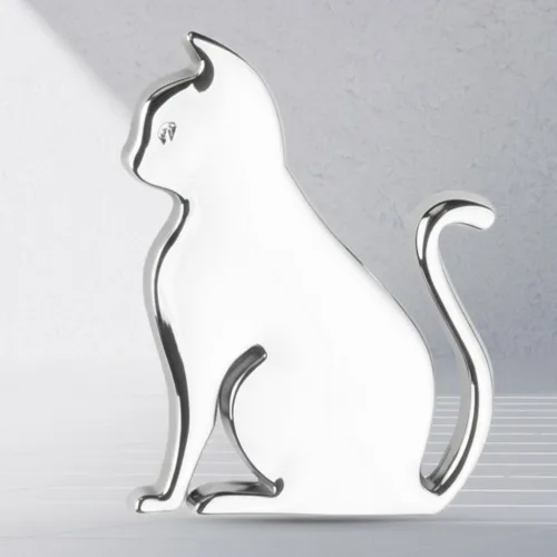고양이 모양의 금속 자동차 스티커로, 자동차, 오토바이 및 가정 장식에 적합합니다., 1개, 은