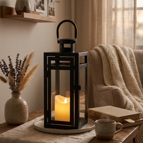 JHY DESIGN 인테리어 메탈 캔들 홀더, 블랙