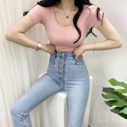 디아 올데이 슬림 유넥 반팔 티셔츠