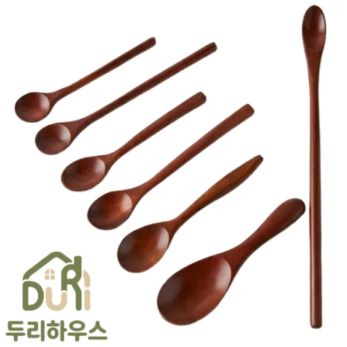 두리하우스 옻칠 장미목 요리용 나무 식기 티스푼 세트