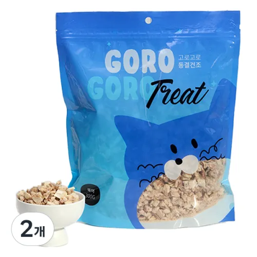 gorogoro 반려동물 동결건조 트릿 간식, 북어, 300g, 2개