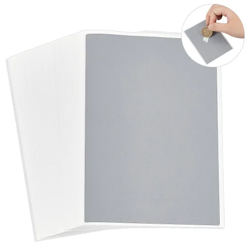 100개 직사각형 스티커,코팅 스크래치 비밀번호 스티커 DIY 어워드 카드 그레이, 103x76mm, 회색, 100개