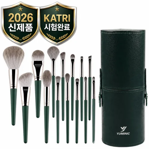 유미닉 14종 메이크업 브러시세트 브러쉬 세트, 14개, 블랙그린