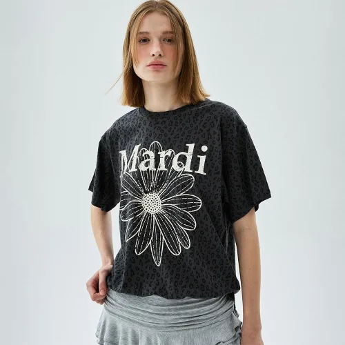 마르디메크르디 여성용 LEOPARD FLOWERMARDI CRACKED TSHIRT