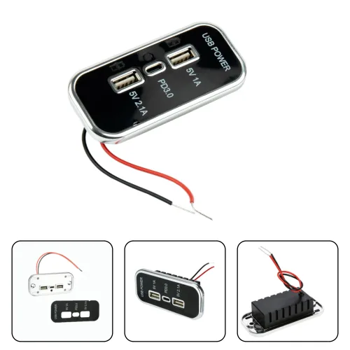 매립형 차량용 충전기 듀얼 USB 2구 + PD3.0 사각 12V 24V(U-4)