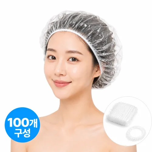 일회용 헤어캡 다용도 비닐 모자 100개입, 1세트, 퓨어투명