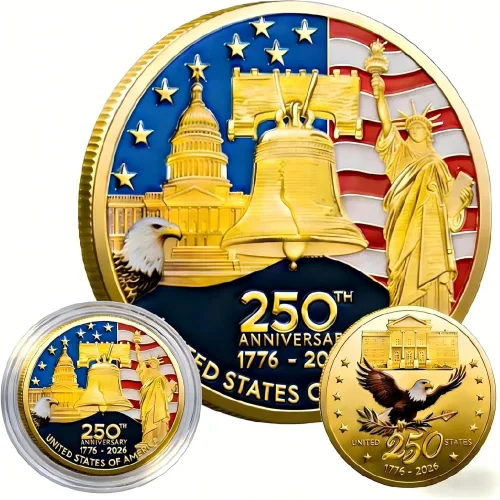 미국 건국 250주년 기념 주화 7762026 3D 아메리카 7월 4일 애국 기념품 250 상품 참전용사 및 역사 애호가를 위한 선물