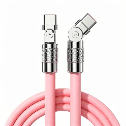 제이엘 120w 초고속 C to C 충전케이블 180도 회전 케이블, 1개, 핑크, 1.5m