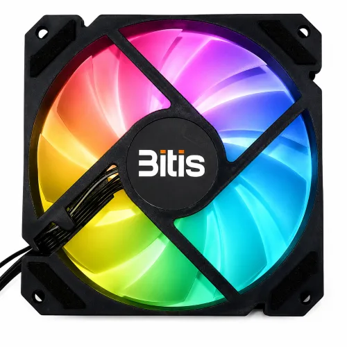 쿨링팬 RGB LED 120mm 컴퓨터 케이스쿨러 팬, ES120RABO 블랙, 1개, 블랙