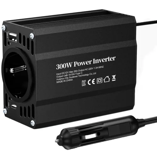 차량용 300W 인버터 휴대용 캠핑 전원 KC인증 USB C타입 지원, 1개