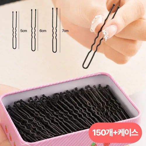 도도리치 올림머리 U자핀 대용량 헤어 실핀 고정핀, 150개, 아임딸기