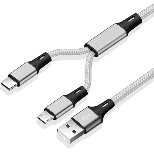 헨센 2in1 C타입 5핀 겸용 충전 케이블 USB, 실버, 1개, 1m