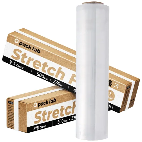 epacklab 스트레치필름 18mic 500mm x 330m 투명 공업용랩 산업용 포장랩 팔레트 랩핑필름, 1개, 투명