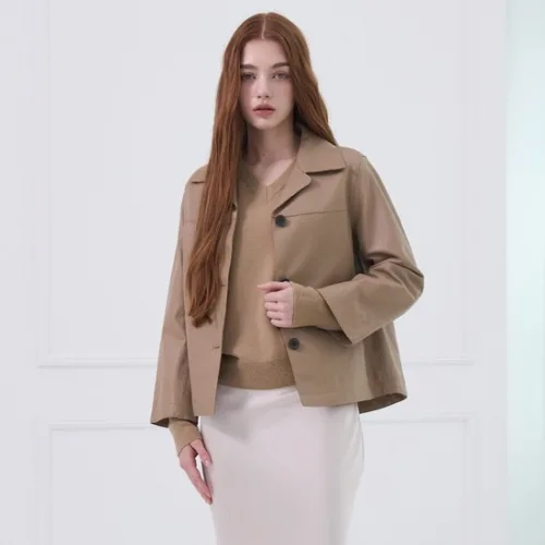 [최초가369000]브리티쉬 램스킨 절개 스티치 포인트 레더 자켓_KSJK250104