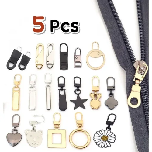 지퍼 고리 손잡이 헤드 풀러 지퍼 수선 수리 메탈 5종 5pcs, 5개, O타입(골드)