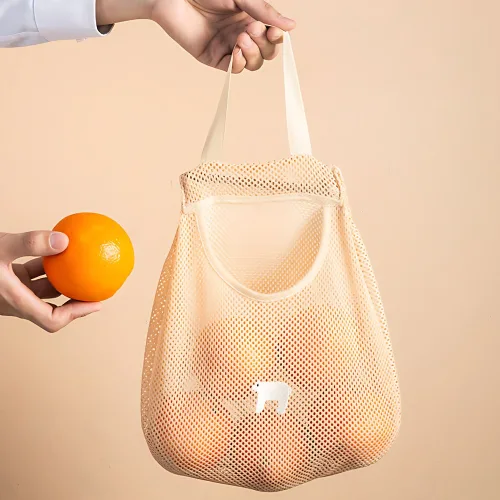 코아 감성 메쉬 그물망 과일망 야채망 장바구니, 베이지, 2개
