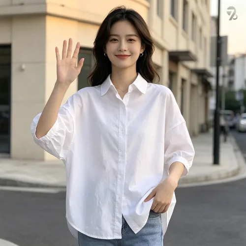 708090 여름 여성 루즈핏 반팔 셔츠 디자인 키작녀 상의