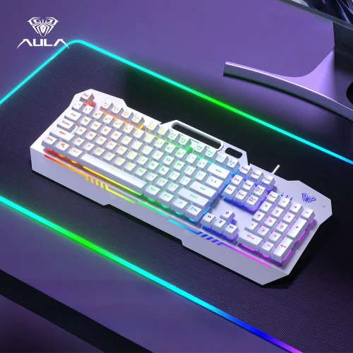 독거미 F3010 기계식 유선 키보드 차축 게이밍 금속베이스 104키, F3010, 화이트 RGB, 갈축