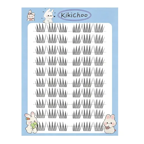 KIKICHOO 노글루 인조 속눈썹 9-11mm 초경량 속눈썹 A형 아이돌 속눈썹 자연스러운 부분 속눈썹 풀 필요없음속눈썹 대용량 60모, 1개, 블랙