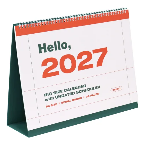 인디고 2027 기본 대형 B4 탁상 달력, 1개, 단일상품