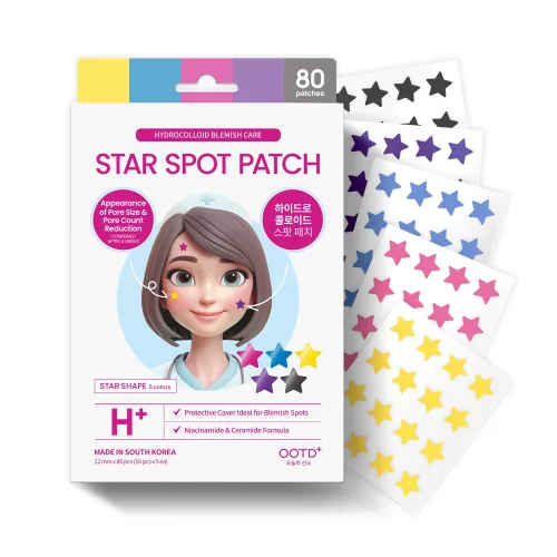 #오오티디뷰티 NEW 비비드 별모양 패치 스타 스팟 패치 - 네온 80dots, 2개, 80개입