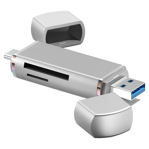 구스페리 C타입 USB 3.0 SD / MSD 멀티 카드리더기, 실버, 1개, 단일상품