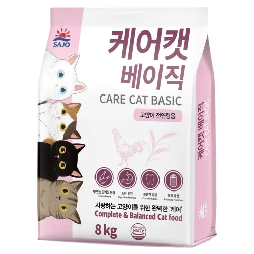 사조동아원 전연령 케어캣 베이직 올라이프 사료, 닭, 8kg, 1개