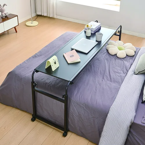 ECOHOMEY 높낮이조절 이동식 침대테이블 노트북 베드 테이블 침대 책상, 블랙