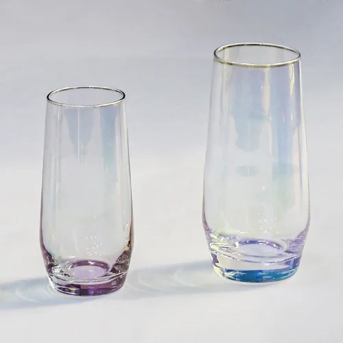 오로라 홀로그램 유리컵 하이볼 유리잔, 1개, 하이볼(파인) 소 335ml
