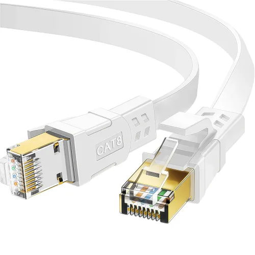 Oricean CAT8 평면 케이블 40Gbps 고속 전송 게이밍급 순동선심, 30m, 1개, 화이트