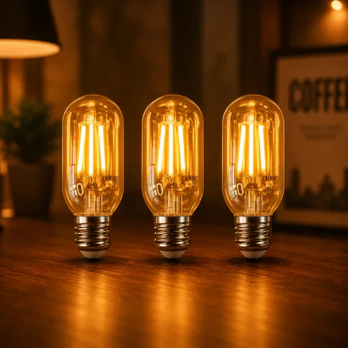 나스필 LED 에디슨전구 T45 4W E26 디밍가능 2200K 필라멘트 인테리어 무드등 전구, 전구색, 3개
