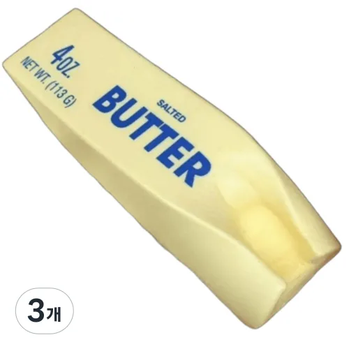호플 14cm 리얼 버터 스퀴시 말랑이 Salted Butter 4oz 쫀득한 버터바, 3개, 옐로우