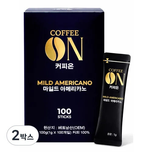 CoffeeOn 커피온 마일드 아메리카노 원두커피믹스, 2개, 100개입, 1g