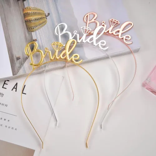 올리브파티 브라이드 머리띠 브라이덜샤워 파티용품 Bride, 3개, 실버+골드+로즈골드