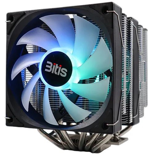 비티즈 6열 듀얼타워 120mm LED 공랭 CPU 쿨러 인텔 AMD 겸용, 1개, 블랙, T620 ARGB LED