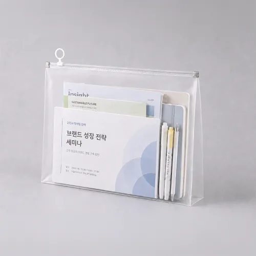 이지어데스크 A4 A5 A6 두껍고 질긴 밑면확장형 고리형 투명 스탠딩 슬라이딩 지퍼백 파우치 고리형 화장품 액세서리 서류 시험지 파일 수납백 슬라이드 슬라이더, A4서류정리파우치, 20개