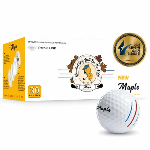 메이플 삼선 골프공 30구 1세트 비거리 퍼팅라인 Maple, 화이트, 1박스, 30개입