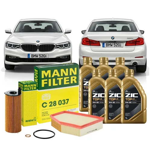 BMW 5시리즈 520d 16.11-19.10 G30 G31 B47D20B B47D20A 디젤 엔진오일세트 만필터+지크탑, 1L