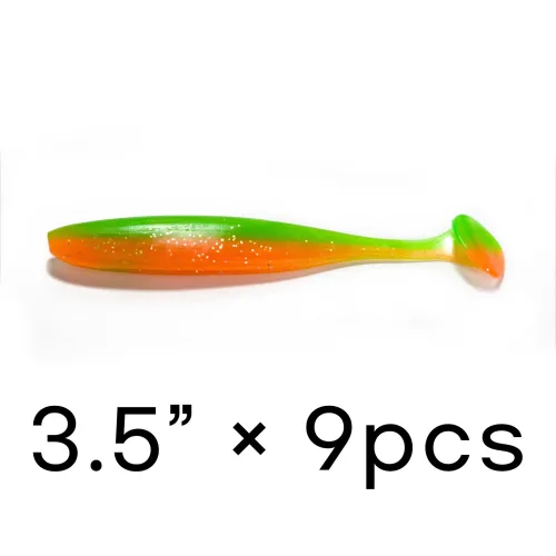 슬림 쉐드 웜 3.5 ~ 5인치 소프트베이트, 9개, 4g, 그린오렌지