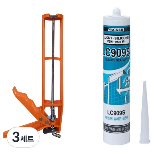 비앤홈 실리콘건 + LC909S 비초산 실리콘 실란트 270ml 세트, 3세트