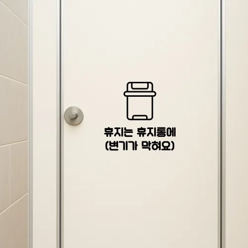 휴지는 휴지통에 스티커 - 집 욕실 상가 화장실 꾸미기 방수 컷팅 DIY 스티커
