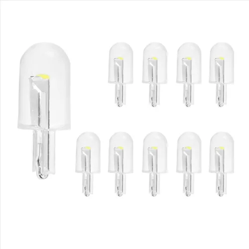 10PCS 자동차 LED T10 W5W COB 독서 돔 램프 마커 라이트 웨지 조명 번호판 전구 168 194 192 DC 12V 화이트