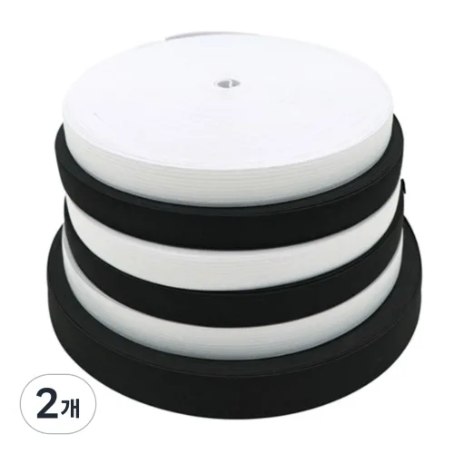 고무밴드 허리끈밴드 너비 3cm 40M 1롤, 2개, 블랙