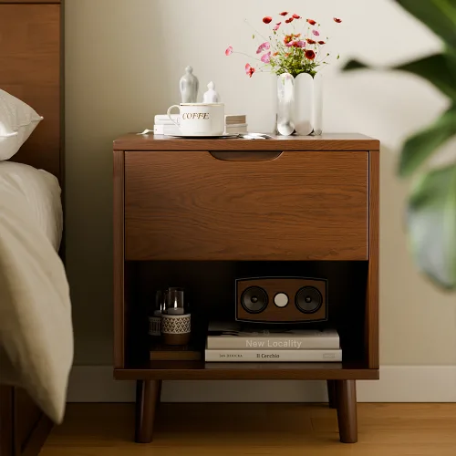 에코소라노 원목 다용도 머릿장 사이드 테이블 침대옆 협탁 선반 서랍 수납장, RF-HD723월넛서랍, 1개