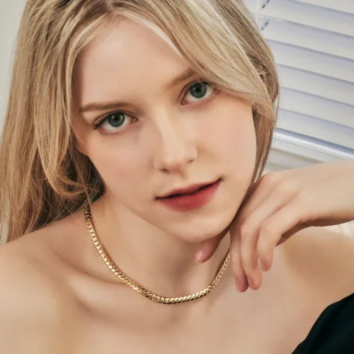 펠리체골드 14K,18K 모던 커브 목걸이 5mm(+선물포장) 부모님선물 스네이크 체인 할로우 볼드 레이어드 기념일 선물