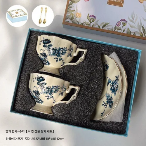 유럽 럭셔리 명품 찻잔세트 본차이나 빈티지컵 모던식기 커피잔 도자기컵 디자인이이쁜 분위기전환용