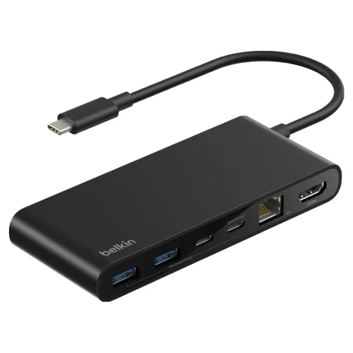 벨킨 connect 유니버셜 USB C 8in1 2.5Gbps 이더넷 10Gbps 4K 60Hz HDMI 100W PD 멀티 허브 INC024fqBK, 블랙, 1개