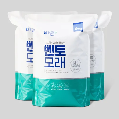 바른 벤토나이트모래 6kg, 6kg, 3개, 무향